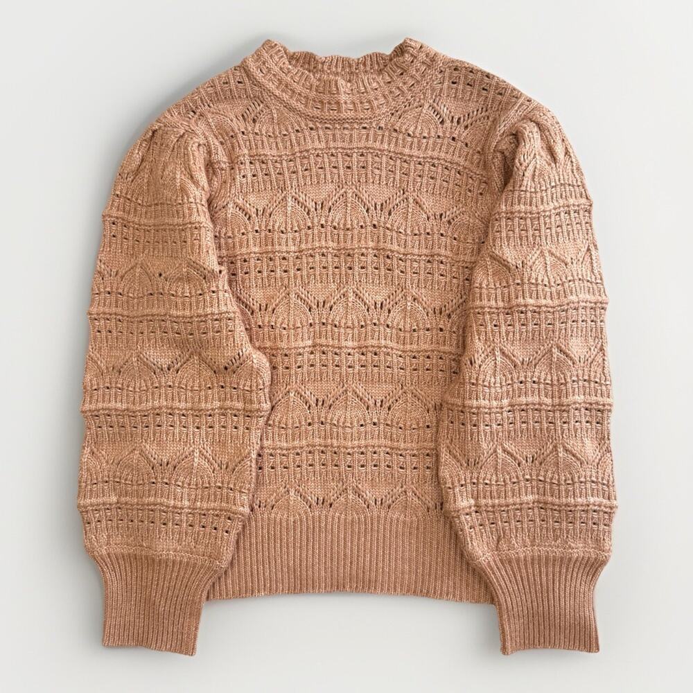 Design History Art Deco Chunky Knit Sz L Beige Cottage Boho Cozy Coastal Neutral